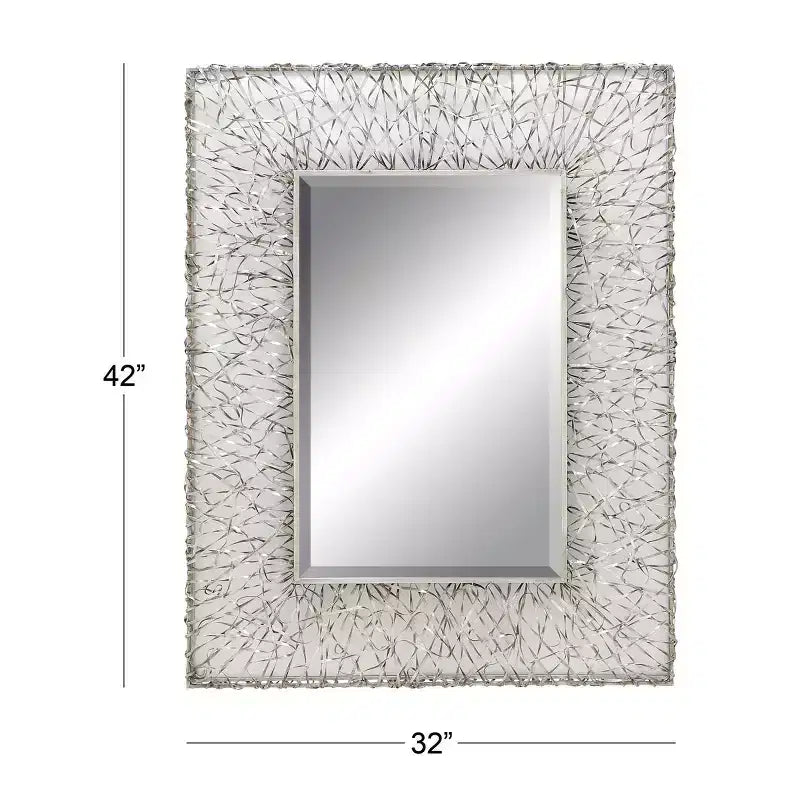 Miroir mural ruban métal argent - Grand style industriel, forme rectangulaire, aucun assemblage requis