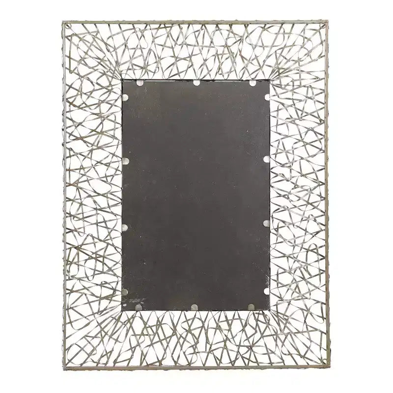 Miroir mural ruban métal argent - Grand style industriel, forme rectangulaire, aucun assemblage requis