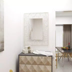 Miroir mural ruban métal argent - Grand style industriel, forme rectangulaire, aucun assemblage requis