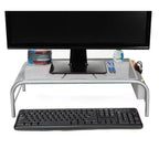 Support d'écran, rehausseur d'ordinateur portable ventilé, organisateur de bureau, rangement latéral, maille métallique, 50,8 cm L x 29,2 cm l x 14 cm H, argent