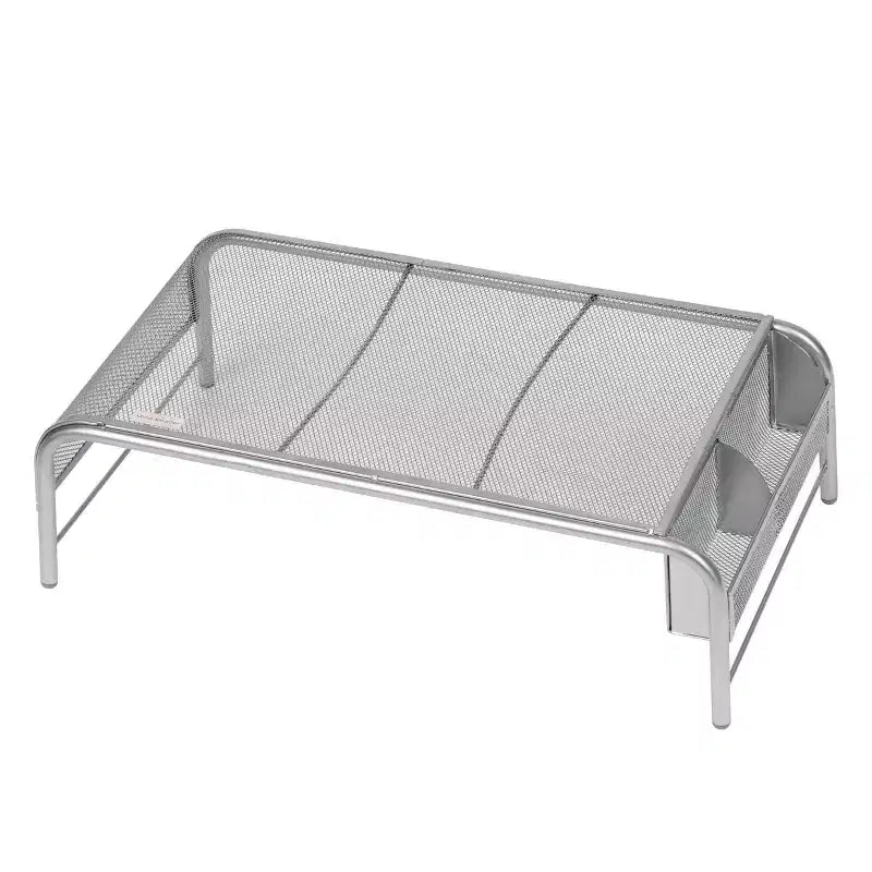 Support d'écran, rehausseur d'ordinateur portable ventilé, organisateur de bureau, rangement latéral, maille métallique, 50,8 cm L x 29,2 cm l x 14 cm H, argent