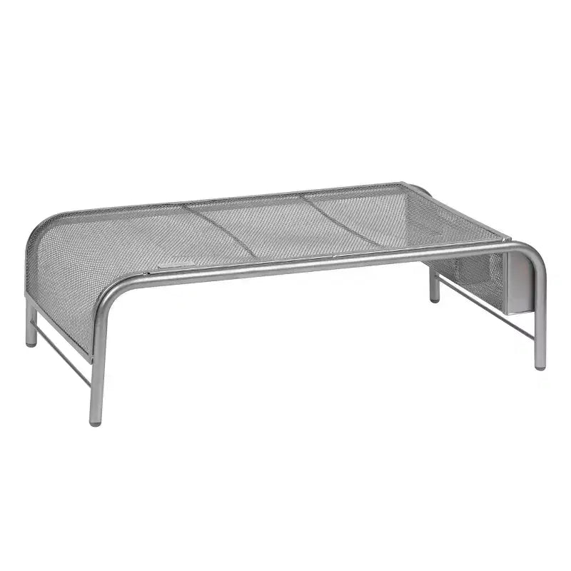 Support d'écran, rehausseur d'ordinateur portable ventilé, organisateur de bureau, rangement latéral, maille métallique, 50,8 cm L x 29,2 cm l x 14 cm H, argent