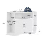 Meuble TV d'angle, meuble TV moderne du milieu du siècle de 45,3 po avec prise de courant et rangement pour salon, chambre, blanc