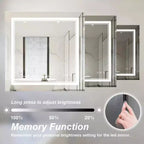 Miroir de courtoisie mural de salle de bain moderne sans cadre, anti-buée, éclairé par LED, intensité variable