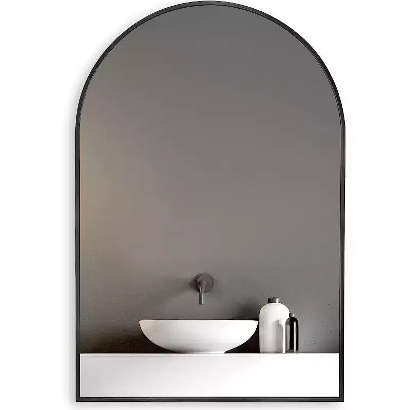 Miroir mural décoratif en métal 20x30 encadré et cintré pour mur noir