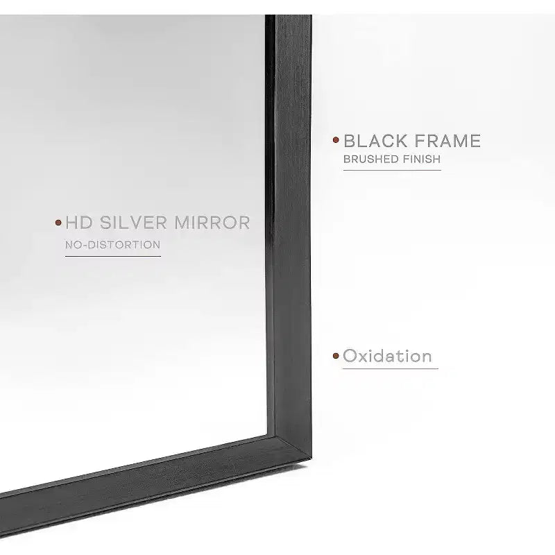Miroir mural décoratif en métal 20x30 encadré et cintré pour mur noir