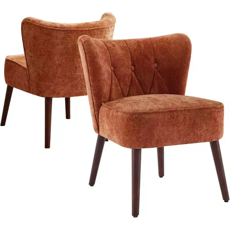 Chaise moderne sans accoudoirs – Revêtement en velours doux avec pieds en bois (plusieurs coloris)