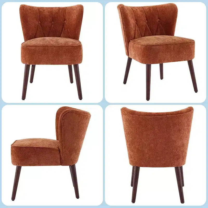Chaise moderne sans accoudoirs – Revêtement en velours doux avec pieds en bois (plusieurs coloris)