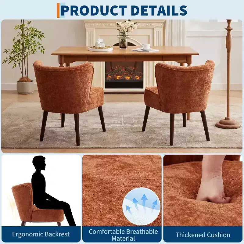 Chaise moderne sans accoudoirs – Revêtement en velours doux avec pieds en bois (plusieurs coloris)