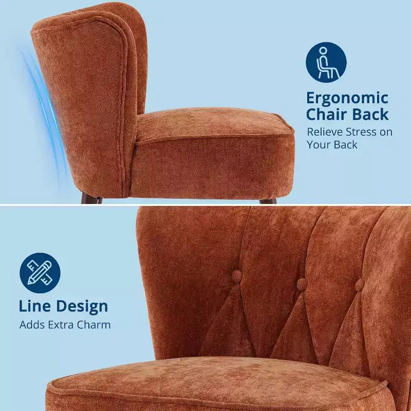 Chaise moderne sans accoudoirs – Revêtement en velours doux avec pieds en bois (plusieurs coloris)