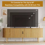 Meuble TV moderne pour téléviseurs jusqu'à 80 pouces, meuble TV nervuré de 70 pouces avec rangement et porte coulissante, table console TV, buffet
