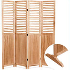 Paravent 4 Panneaux en Bois Massif Naturel 55,2x65