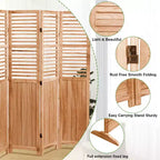 Paravent 4 Panneaux en Bois Massif Naturel 55,2x65