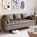 63.8 Inch Modern 3-Seat Sofa Couch with Storage Under Seat Cushion, Comfy Leather Fabric Sofa with 5 Pillows, Memory Foam, for Living Room, Bedroom