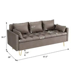 Canapé moderne 3 places de 162 cm avec rangement sous le coussin, canapé confortable en tissu cuir avec 5 oreillers, mousse à mémoire de forme, pour salon, chambre à coucher