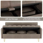 Canapé moderne 3 places de 162 cm avec rangement sous le coussin, canapé confortable en tissu cuir avec 5 oreillers, mousse à mémoire de forme, pour salon, chambre à coucher