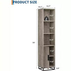 Meuble de rangement haut et étroit de 178 cm pour salle de bain avec porte et étagères réglables, unité de rangement ouverte autoportante pour buanderie, salon, gris