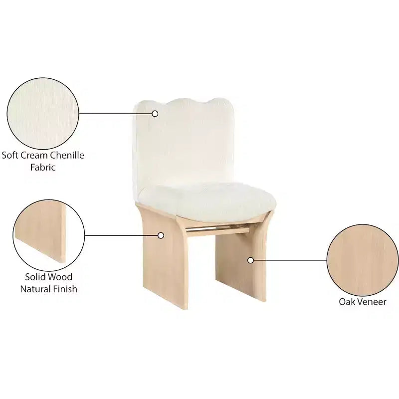 Chaise de salle à manger Shaw en tissu chenille crème