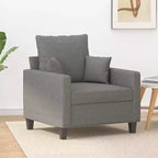 Fauteuil-canapé 1 place moderne, tissu gris foncé, très confortable, châssis robuste et stable, assise rembourrée et épaisse, design simple et élégant
