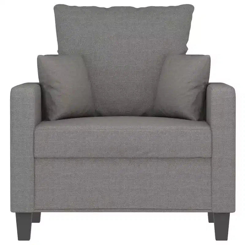 Fauteuil-canapé 1 place moderne, tissu gris foncé, très confortable, châssis robuste et stable, assise rembourrée et épaisse, design simple et élégant