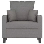 Fauteuil-canapé 1 place moderne, tissu gris foncé, très confortable, châssis robuste et stable, assise rembourrée et épaisse, design simple et élégant
