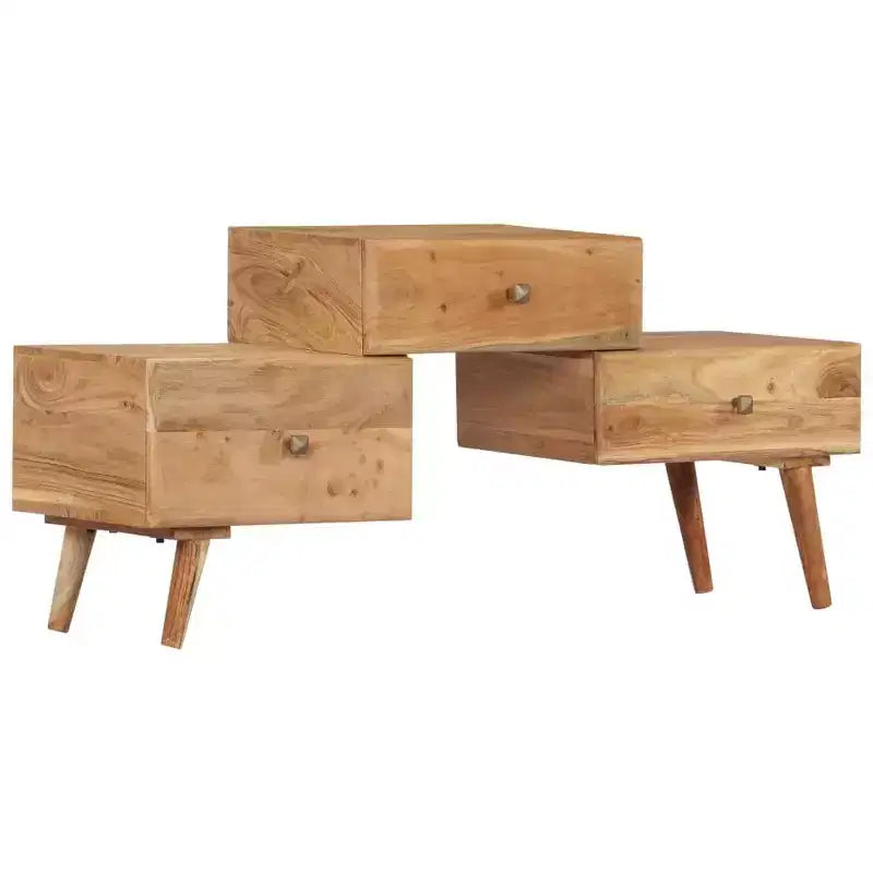 Meuble TV en bois d'acacia massif miel, meuble TV rectangulaire moyen