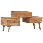 Meuble TV en bois d'acacia massif miel, meuble TV rectangulaire moyen