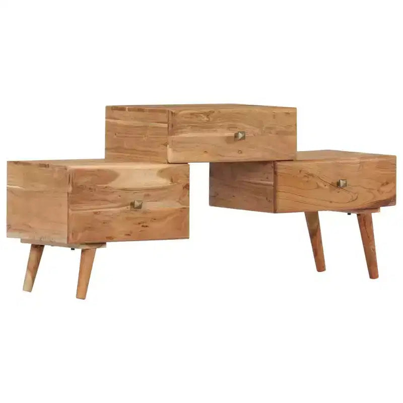 Meuble TV en bois d'acacia massif miel, meuble TV rectangulaire moyen