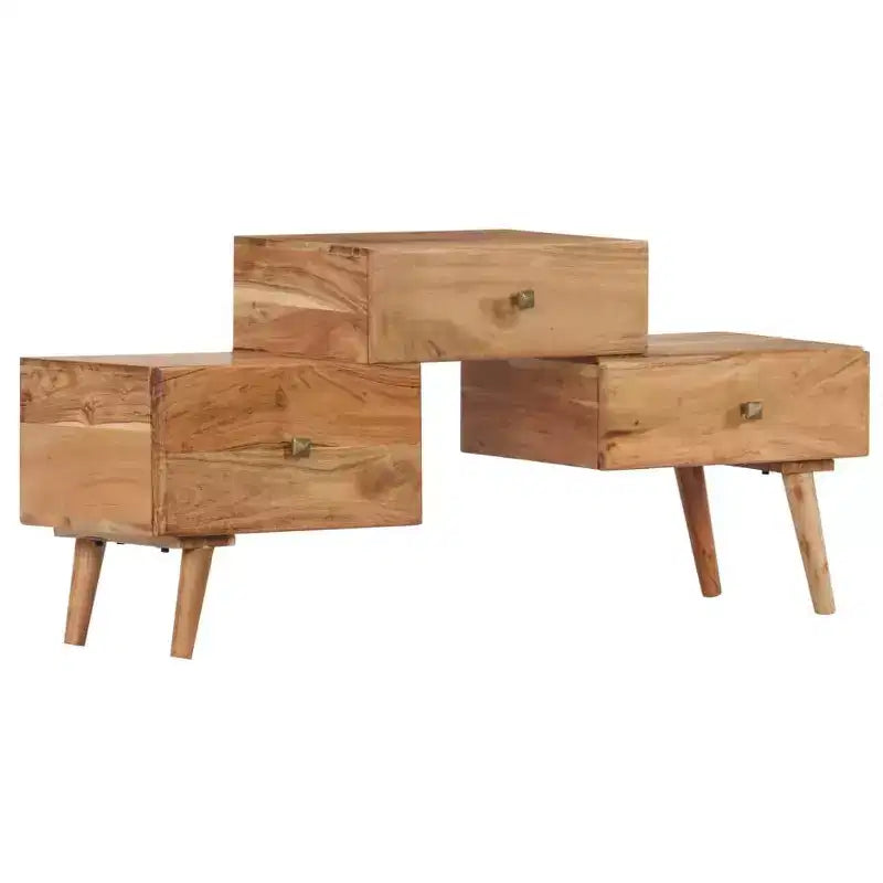 Meuble TV en bois d'acacia massif miel, meuble TV rectangulaire moyen