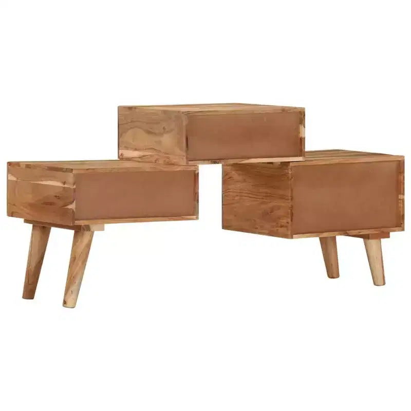 Meuble TV en bois d'acacia massif miel, meuble TV rectangulaire moyen