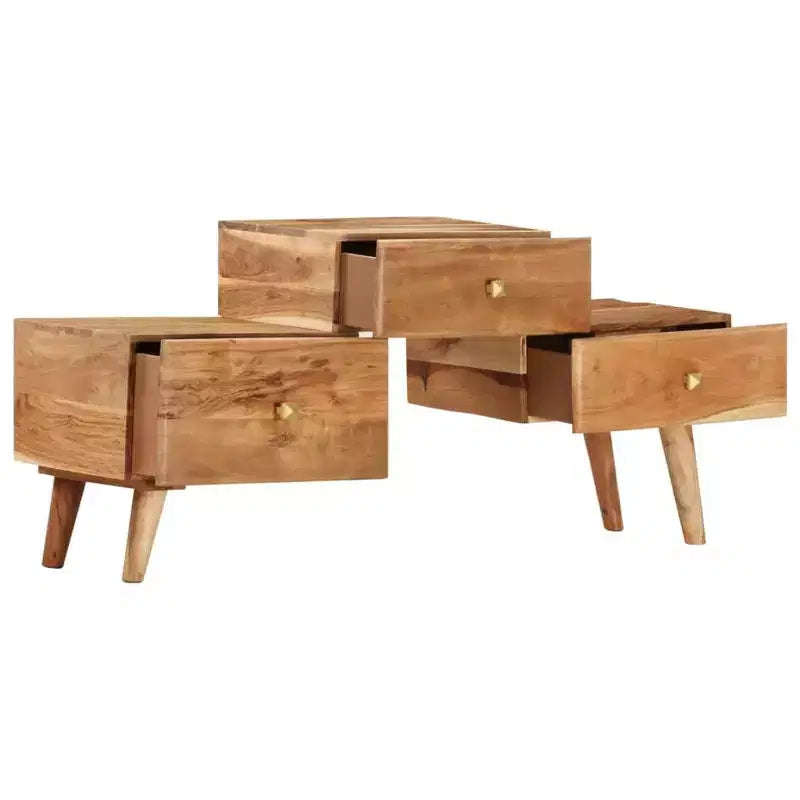 Meuble TV en bois d'acacia massif miel, meuble TV rectangulaire moyen