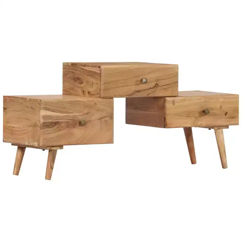 Meuble TV en bois d'acacia massif miel, meuble TV rectangulaire moyen