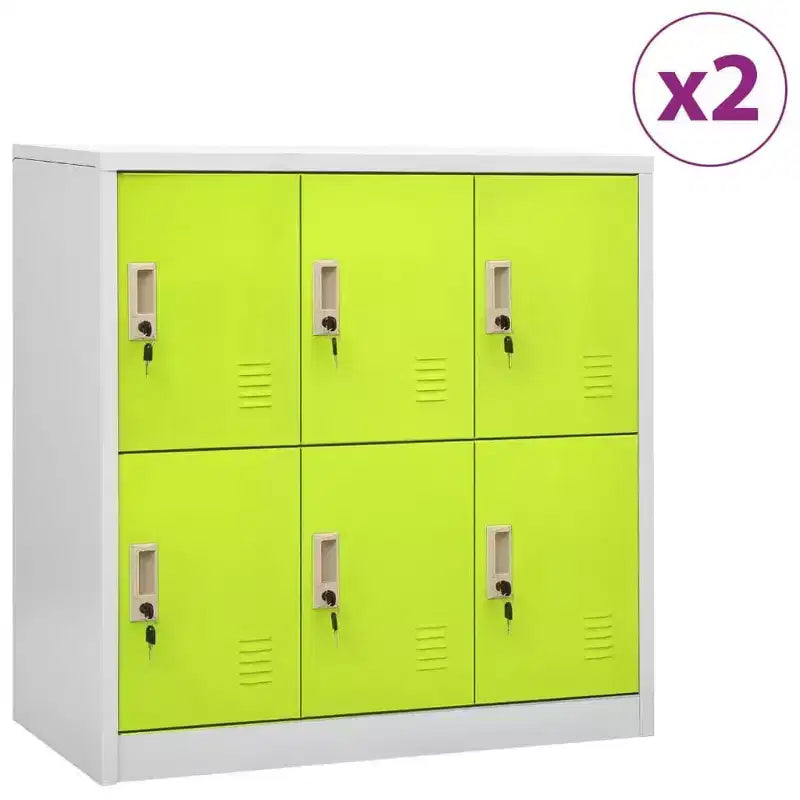 Casier en métal gris clair et vert moyen
