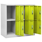 Casier en métal gris clair et vert moyen