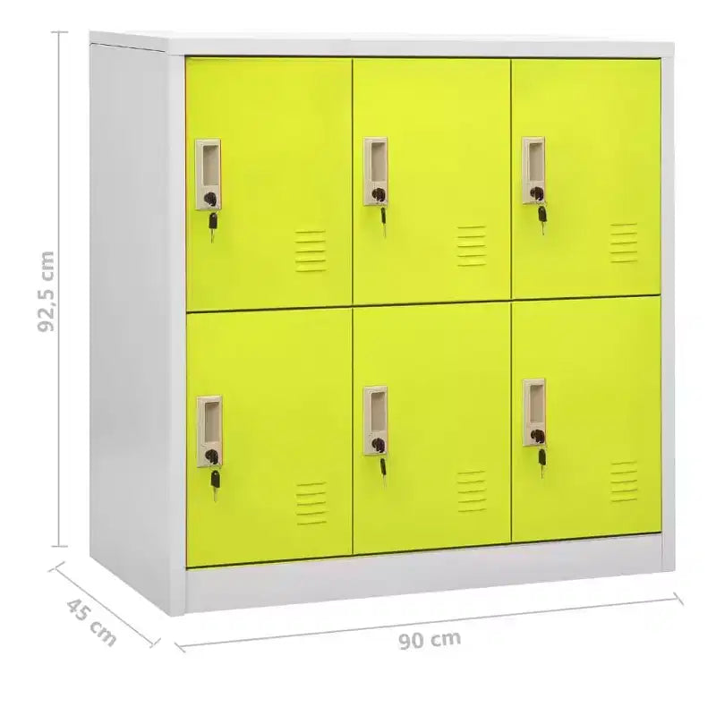Casier en métal gris clair et vert moyen