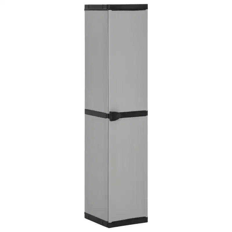 Armoire de rangement de jardin durable en PVC et PP avec trois étagères pour un rangement organisé sur la terrasse, le balcon ou dans le garage - Gris et noir
