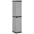 Armoire de rangement de jardin durable en PVC et PP avec trois étagères pour un rangement organisé sur la terrasse, le balcon ou dans le garage - Gris et noir