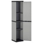 Armoire de rangement de jardin durable en PVC et PP avec trois étagères pour un rangement organisé sur la terrasse, le balcon ou dans le garage - Gris et noir