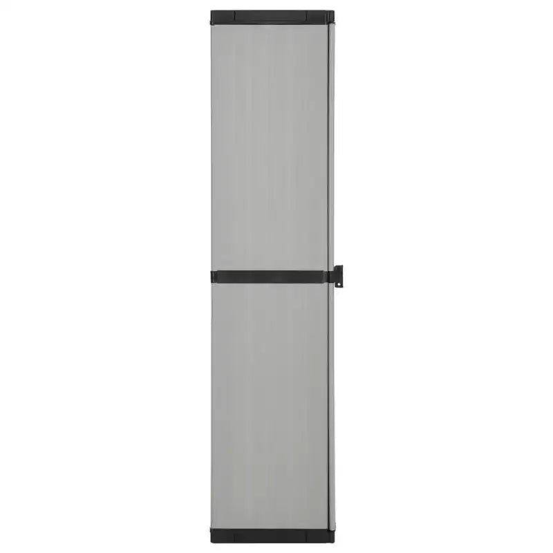 Armoire de rangement de jardin durable en PVC et PP avec trois étagères pour un rangement organisé sur la terrasse, le balcon ou dans le garage - Gris et noir