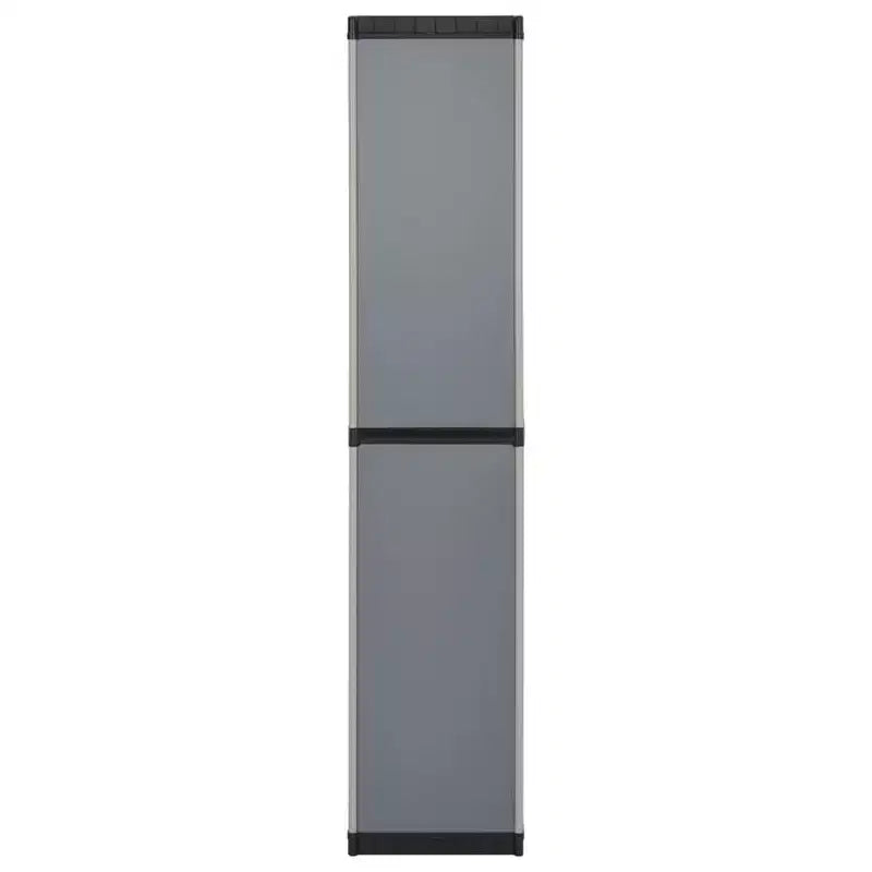 Armoire de rangement de jardin durable en PVC et PP avec trois étagères pour un rangement organisé sur la terrasse, le balcon ou dans le garage - Gris et noir