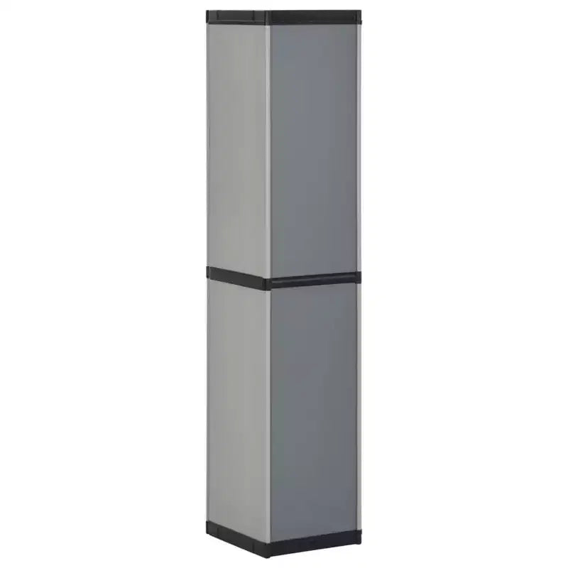 Armoire de rangement de jardin durable en PVC et PP avec trois étagères pour un rangement organisé sur la terrasse, le balcon ou dans le garage - Gris et noir