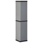 Armoire de rangement de jardin durable en PVC et PP avec trois étagères pour un rangement organisé sur la terrasse, le balcon ou dans le garage - Gris et noir