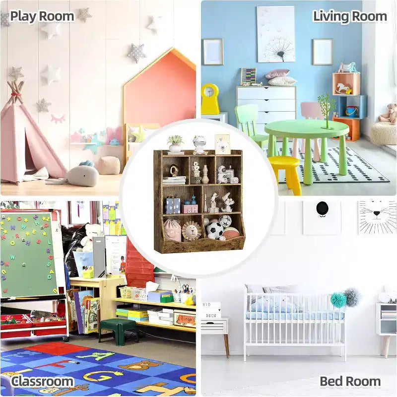 Meuble de Rangement Blanc pour Jouets, Étagère à Livres 3 Niveaux pour Enfants avec Organiseur à Casiers, Compartiments Ouverts et Bacs Inclinables pour Chambre ou Salle de Jeux