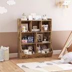 Meuble de Rangement Blanc pour Jouets, Étagère à Livres 3 Niveaux pour Enfants avec Organiseur à Casiers, Compartiments Ouverts et Bacs Inclinables pour Chambre ou Salle de Jeux