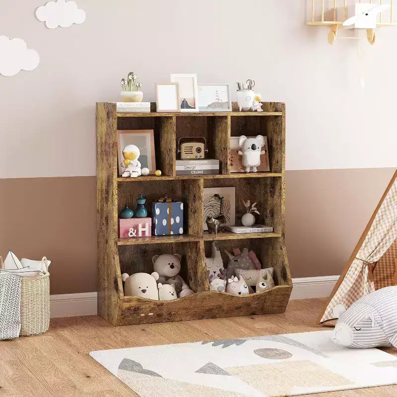 Meuble de Rangement Blanc pour Jouets, Étagère à Livres 3 Niveaux pour Enfants avec Organiseur à Casiers, Compartiments Ouverts et Bacs Inclinables pour Chambre ou Salle de Jeux