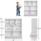 Meuble de Rangement Blanc pour Jouets, Étagère à Livres 3 Niveaux pour Enfants avec Organiseur à Casiers, Compartiments Ouverts et Bacs Inclinables pour Chambre ou Salle de Jeux