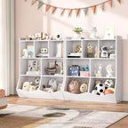 Meuble de Rangement Blanc pour Jouets, Étagère à Livres 3 Niveaux pour Enfants avec Organiseur à Casiers, Compartiments Ouverts et Bacs Inclinables pour Chambre ou Salle de Jeux