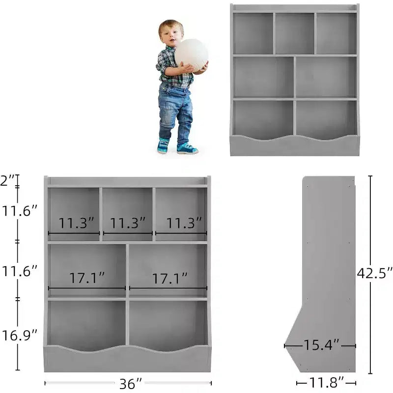 Meuble de Rangement Blanc pour Jouets, Étagère à Livres 3 Niveaux pour Enfants avec Organiseur à Casiers, Compartiments Ouverts et Bacs Inclinables pour Chambre ou Salle de Jeux