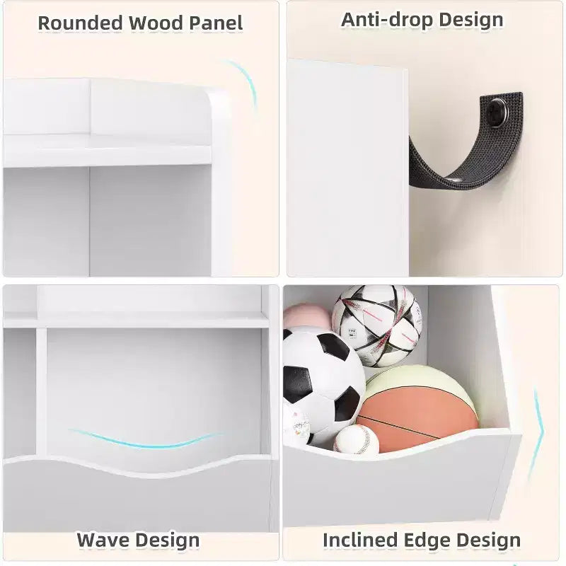 Meuble de Rangement Blanc pour Jouets, Étagère à Livres 3 Niveaux pour Enfants avec Organiseur à Casiers, Compartiments Ouverts et Bacs Inclinables pour Chambre ou Salle de Jeux