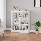 Meuble de Rangement Blanc pour Jouets, Étagère à Livres 3 Niveaux pour Enfants avec Organiseur à Casiers, Compartiments Ouverts et Bacs Inclinables pour Chambre ou Salle de Jeux